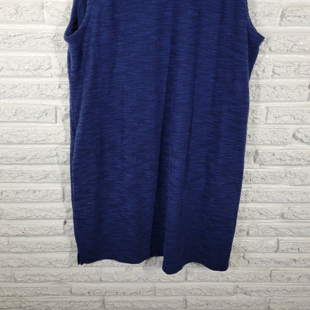 Liz Claiborne P2XL Dress Blue V-Neck Sleeveless Textured Knit Side Slit BLU76E - Picture 9 of 12